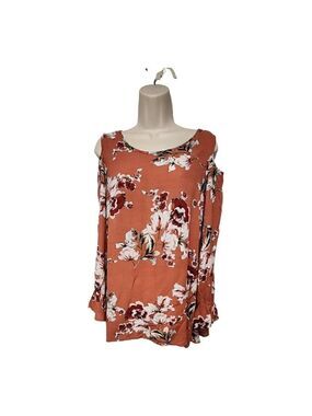 Southern Stitch Cold Shoulder Round Neck Long Sleeve Floral Top/Blouse Size S